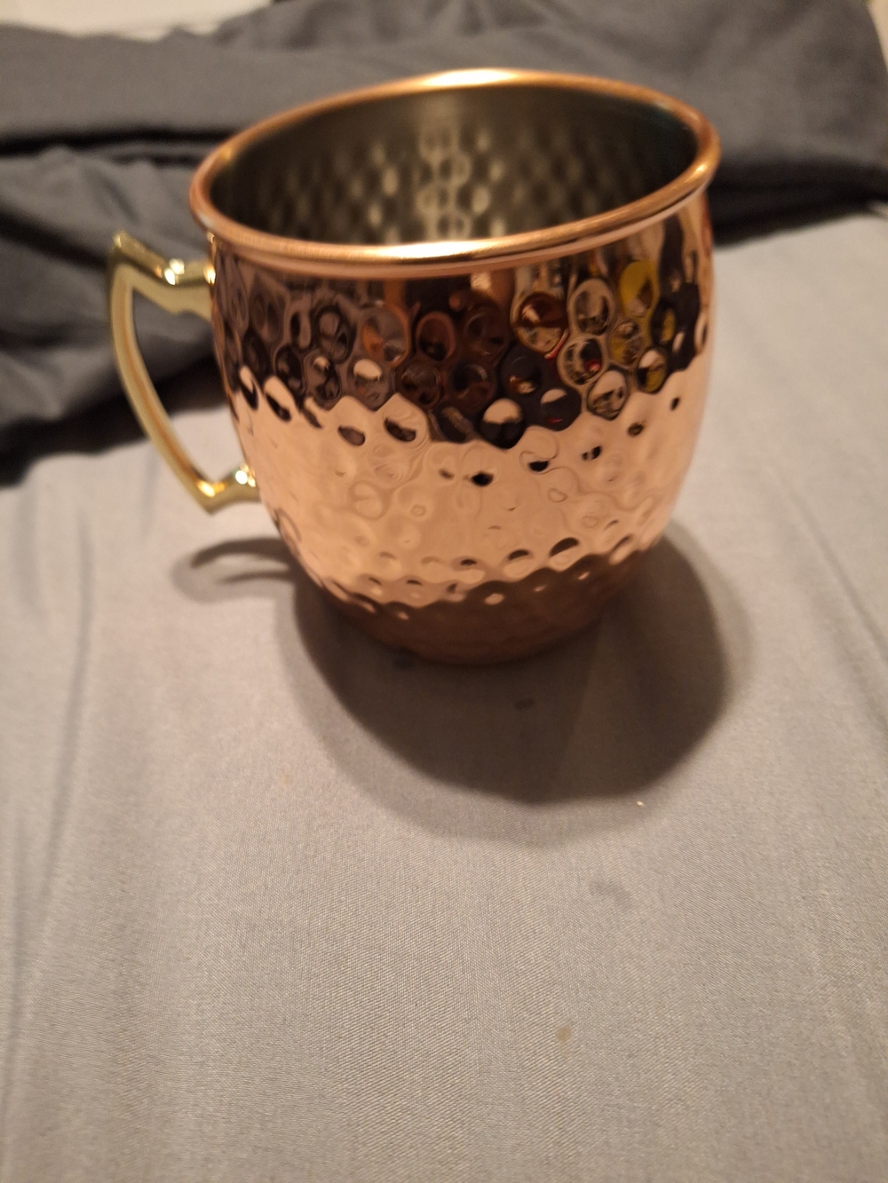 Hammered Copper Moscow Mule Mug with Gold Handle